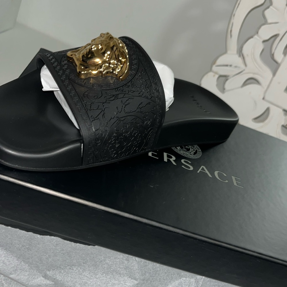Black Versace slides
